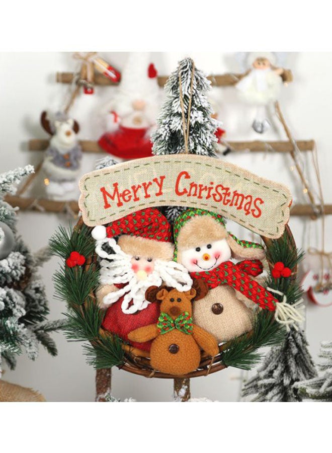 بيوينتي إكليل تزيين بتصميم رجل الثلج ومطبوع عليه عبارة "Let It Snow" أحمر/أخضر/بيج 32x32سم - Image 3