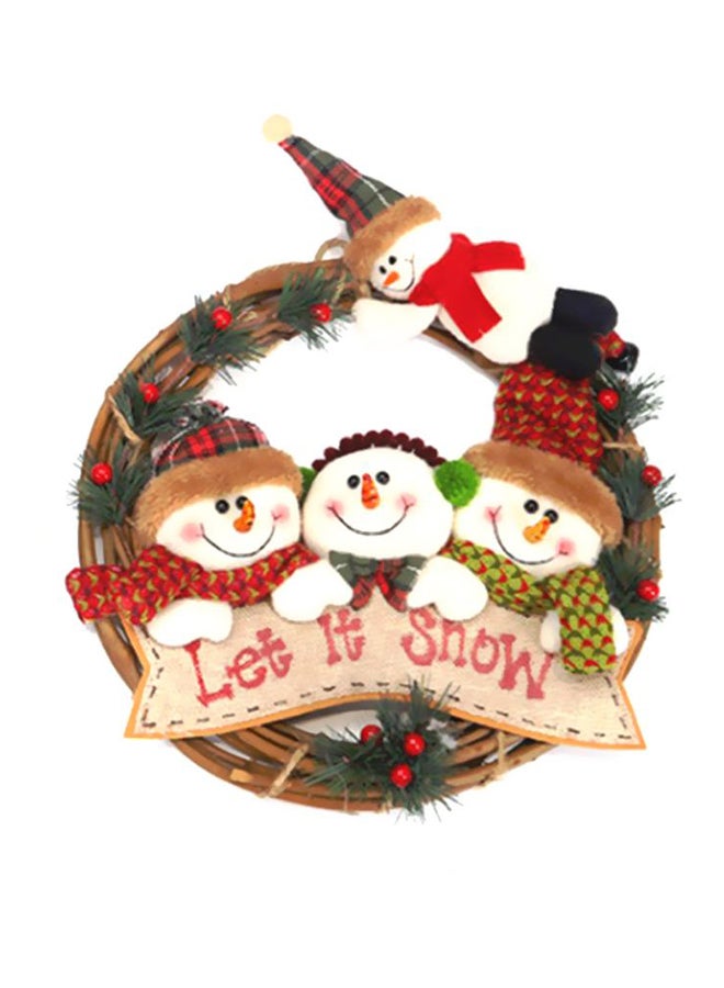 بيوينتي إكليل زينة على شكل رجل الثلج أحمر/ بني/ أخضر 29x29سم