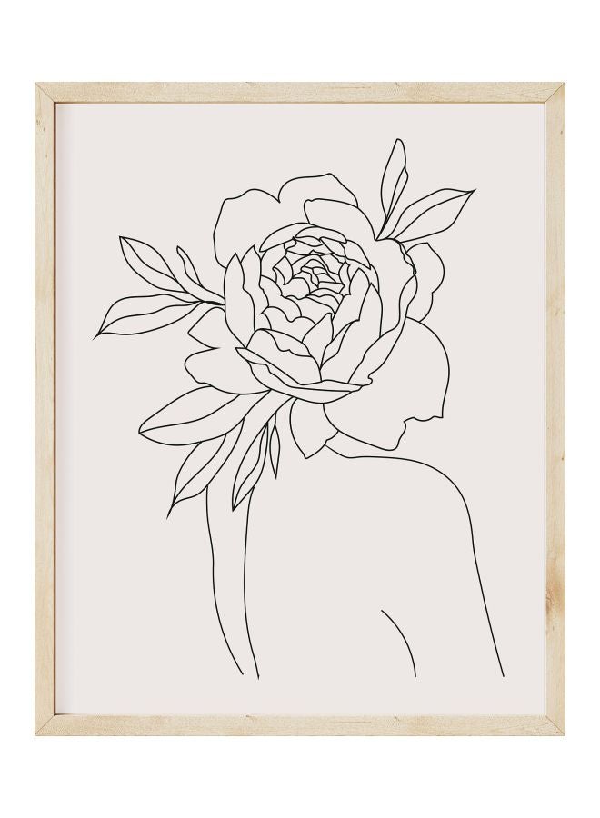 Boomah Accessories Decorative Women With Flower Themed Poster With Frame Beige/Black 30x40cm 