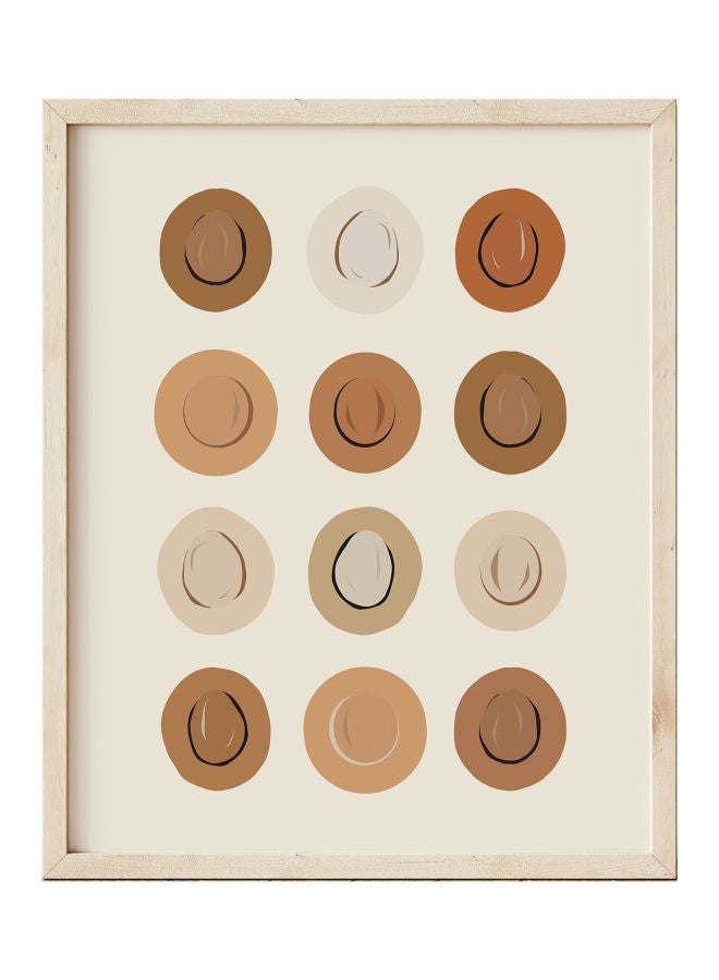 Boomah Accessories Boho Style Hat Pattern Abstract Poster With Frame Beige/Brown 30x40cm