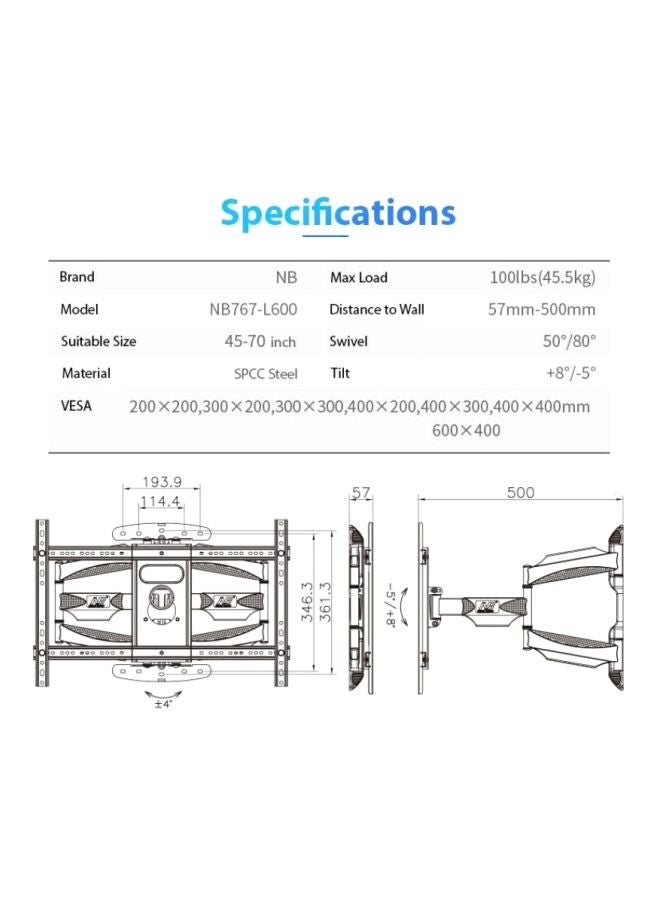 NB NORTH BAYOU - Fixed LCD TV Wall Mount Black - Image 1