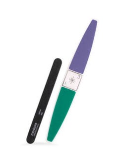 Manicare 3-Step Nail Buffer With Emery Board Purple/Green  - Image 2