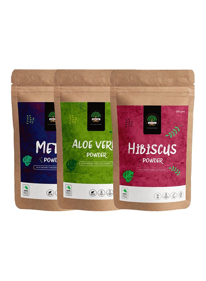 3-Piece Herbal Aloe Vera, Fenugreek, Hibiscus Powder 100grams
