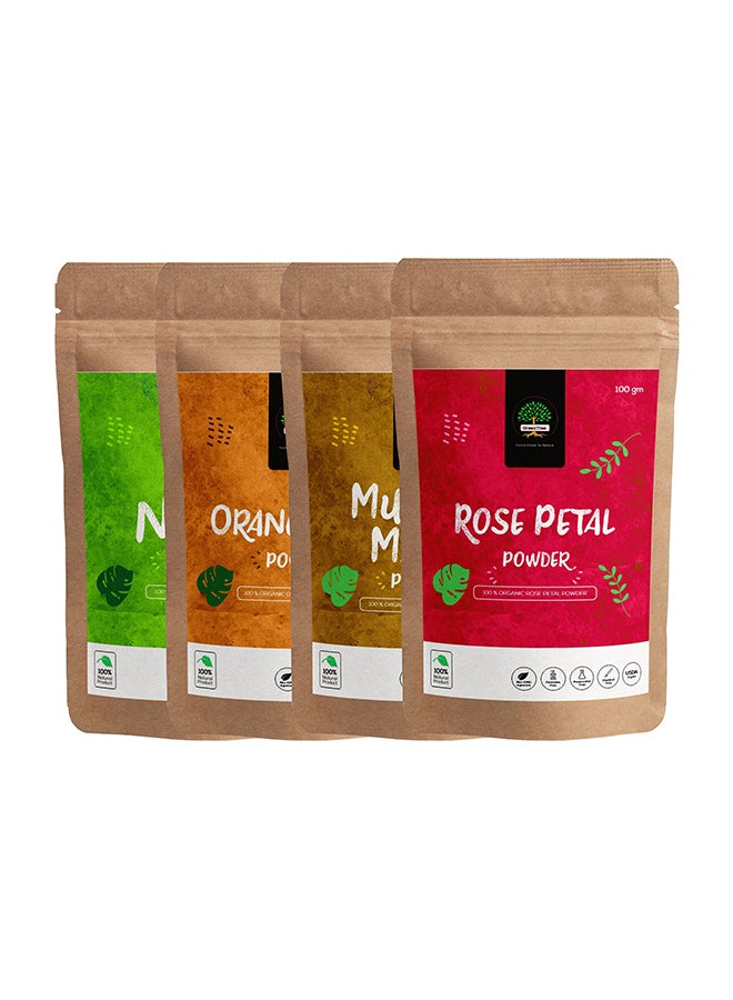 جرين تري مجموعة بودرة مولتاني ميتي بخلاصة الأعشاب والبرتقال والنيم وبتلات الورد مكونة من 4 قطع 100جرام - Image 1