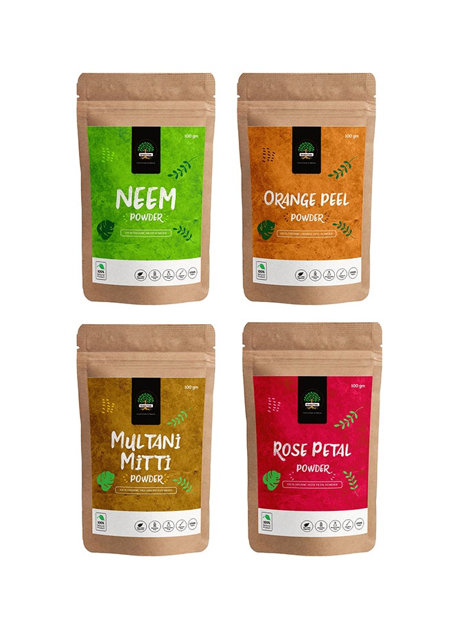جرين تري مجموعة بودرة مولتاني ميتي بخلاصة الأعشاب والبرتقال والنيم وبتلات الورد مكونة من 4 قطع 100جرام - Image 2