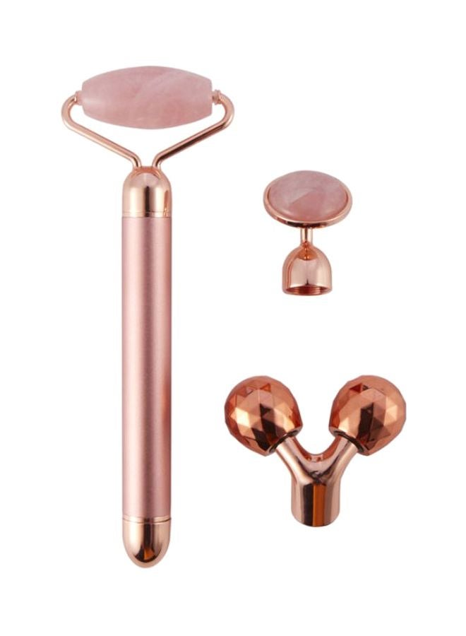 Beauenty 3-In-1 Electric Face-Lifting Massage Roller Pink/Rose Gold 15.5cm