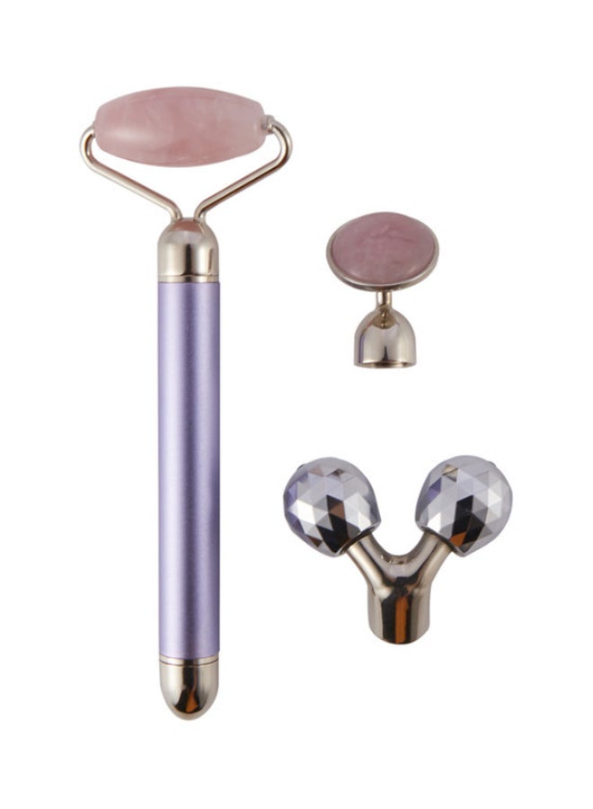 بيوينتي بكرة تدليك كهربائية لشد الوجه بتصميم 3 في 1 أرجواني / فضي 15.5سم