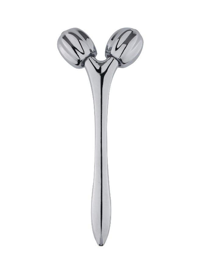 بيوينتي جهاز تدليك الوجه الدوّار مزدوج العجلات فضي 3.9x9.6سم