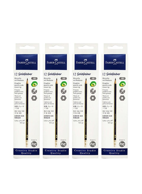 Gold Faber Lead Pencil Hb With Eraser Multicolour