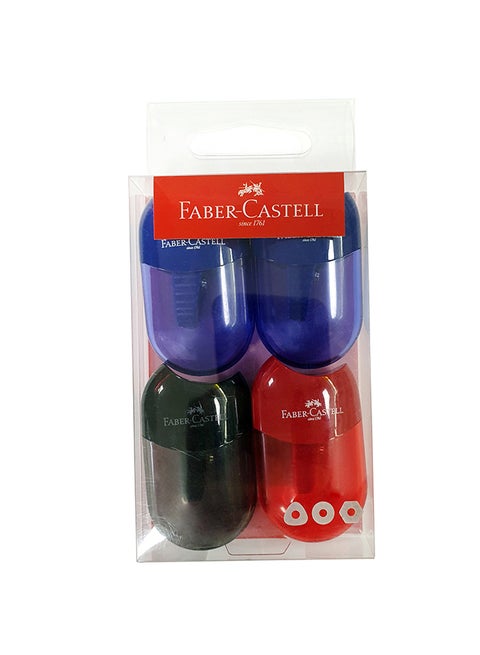 4-Piece Mini Apple Sharpener Set Blue/Green/Red
