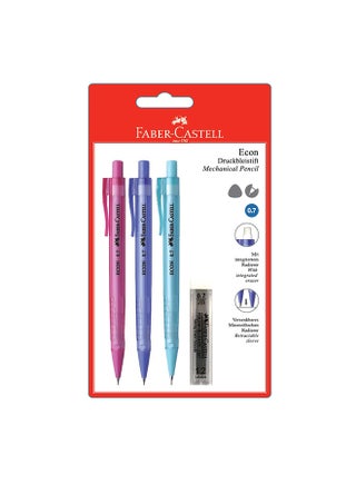 Econ Mechanical Pencil+Lead  0.7Mm 3+1 Blister Pack Pink/Blue/Green - v1598256962/N39901804A_1