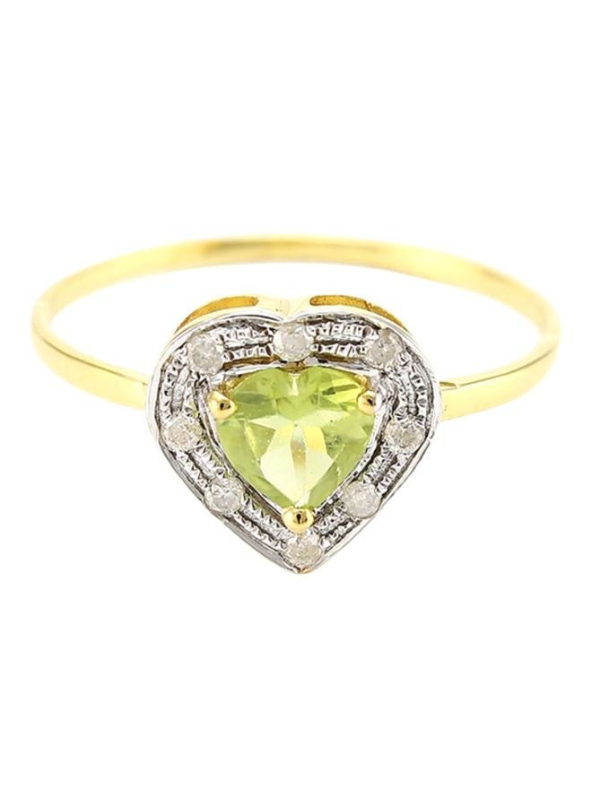 Vera Perla 18 Karat Gold Heart Cut Peridot Diamonds Ring - Image 1