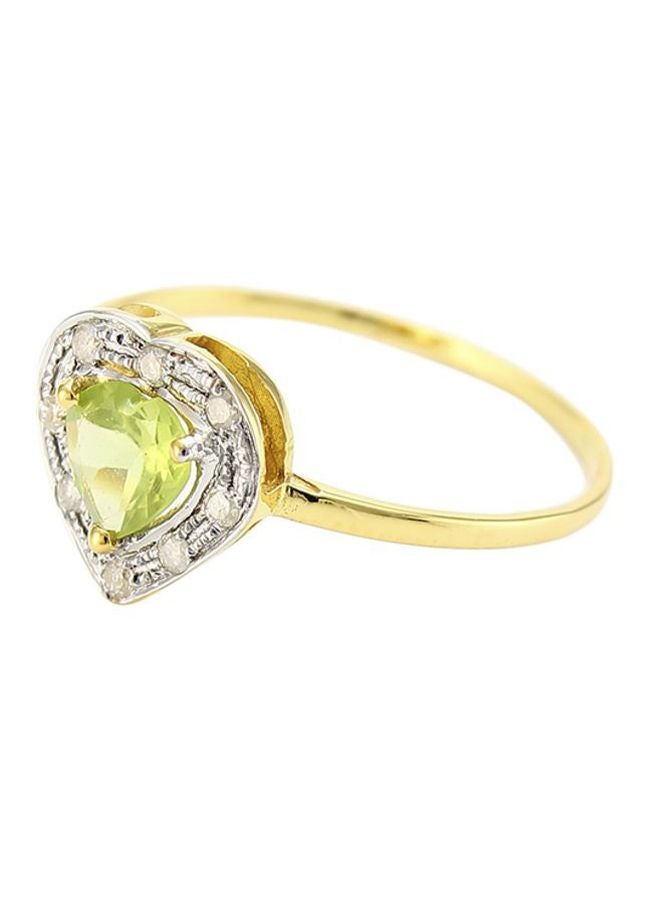 Vera Perla 18 Karat Gold Heart Cut Peridot Diamonds Ring - Image 2