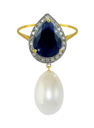 18 Karat Gold Hand-Cut Diamond Pearl Ring - v1598257949/N14391331A_1