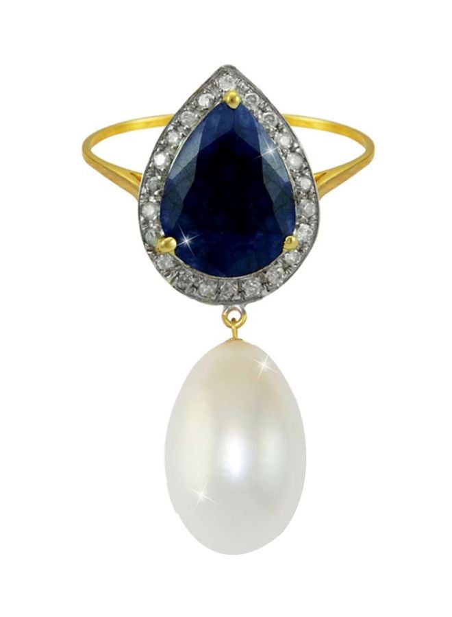 18 Karat Gold Hand-Cut Diamond Pearl Ring
