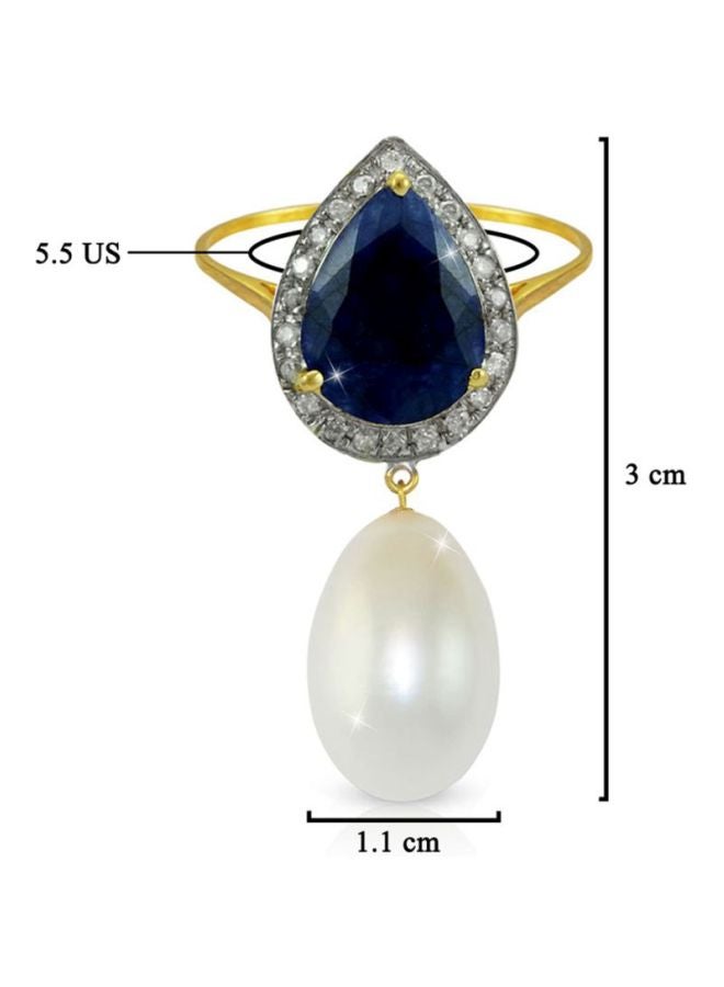 18 Karat Gold Hand-Cut Diamond Pearl Ring