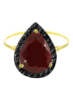 18 Karat Gold Genuine Black Diamonds Ruby Ring