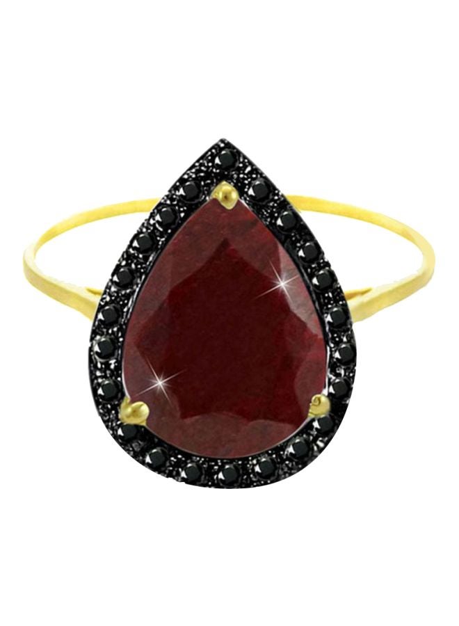 Vera Perla - 18 Karat Gold Genuine Black Diamonds Ruby Ring - Image 1