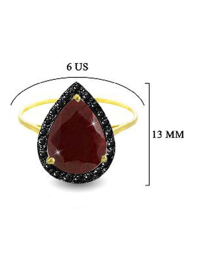 Vera Perla - 18 Karat Gold Genuine Black Diamonds Ruby Ring - Image 1