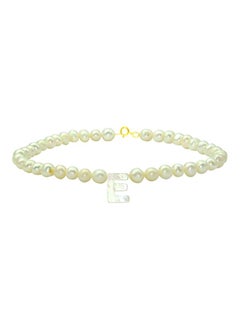 18 Karat Gold With Pearls Letter E Bracelet