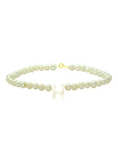 10 Karat Gold With Pearls Strand Letter H Bracelet