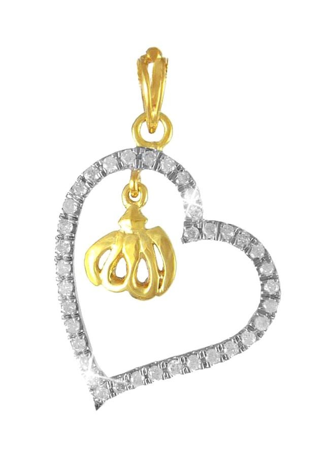 Vera Perla 18 Karat Solid Gold Allah In The Heart 0.20Ct Diamond Pendant  - Image 1