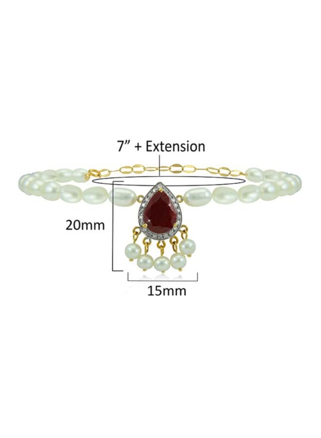 Vera Perla 18 Karat Gold 0.12 Ct Ruby Bracelet - Image 2