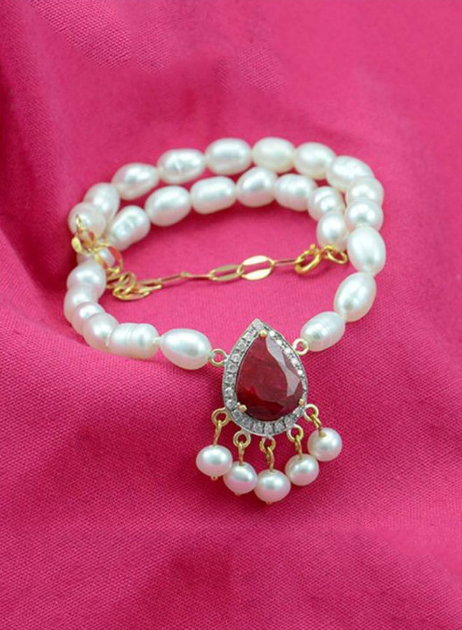 Vera Perla 18 Karat Gold 0.12 Ct Ruby Bracelet - Image 4