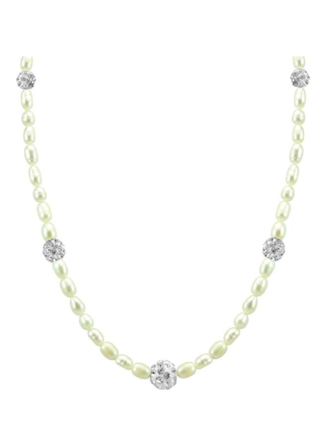 10 Karat Gold Built-in Crystal Balls And Pearls Necklace - v1598257990/N14348305A_1