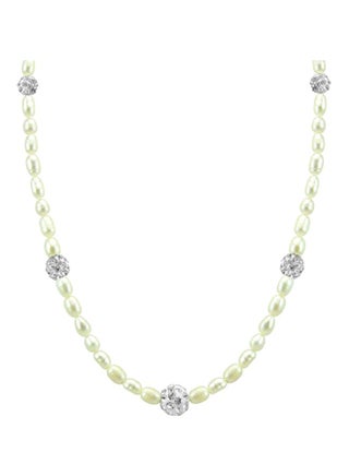 10 Karat Gold Built-in Crystal Balls And Pearls Necklace - v1598257990/N14348305A_1