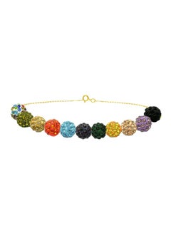 18 Karat Gold Necklace And Bracelet Set With Crystal Balls