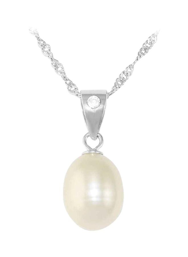 Vera Perla 925 Sterling Silver Pearl And Diamond Necklace - Image 1