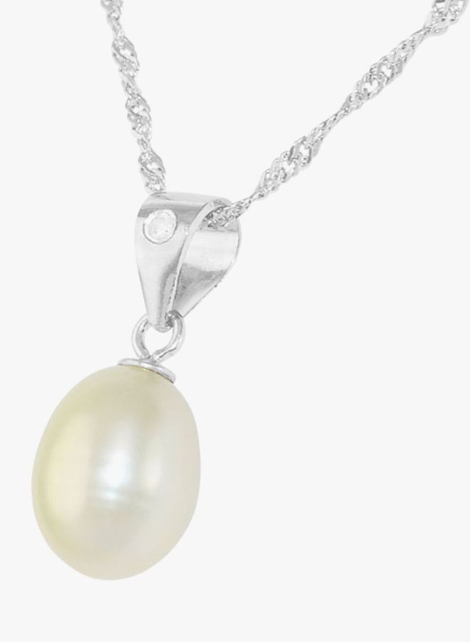 Vera Perla 925 Sterling Silver Pearl And Diamond Necklace - Image 2