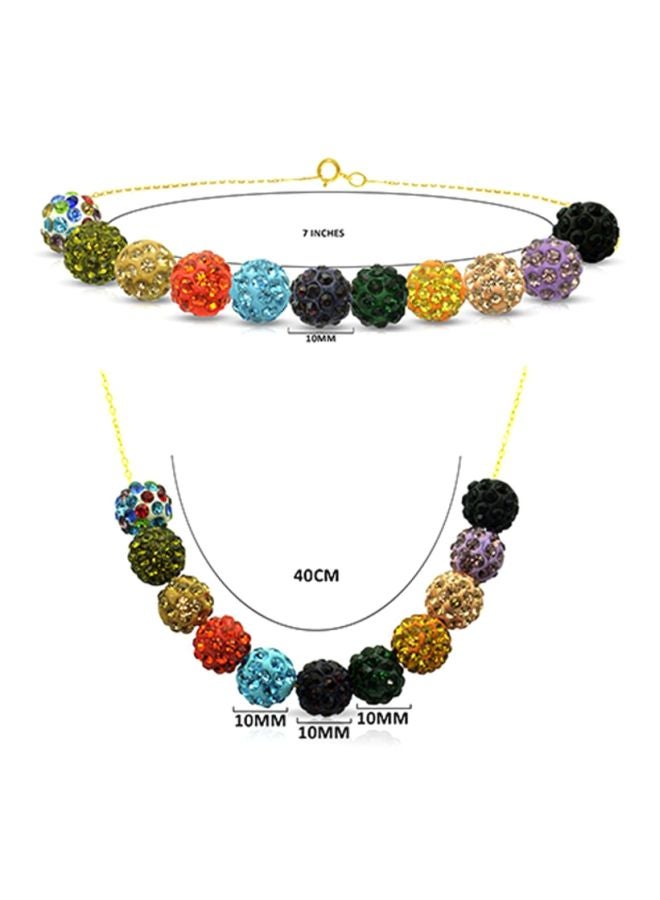 Vera Perla - 18 Karat Gold Necklace And Bracelet Set With Crystal Balls - Image 1