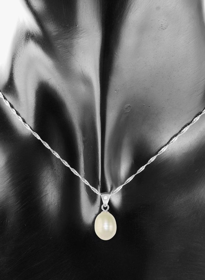 Vera Perla 925 Sterling Silver Pearl And Diamond Necklace - Image 3