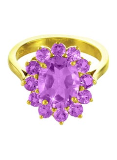18 Karat Solid Gold Genuine Amethyst Ring