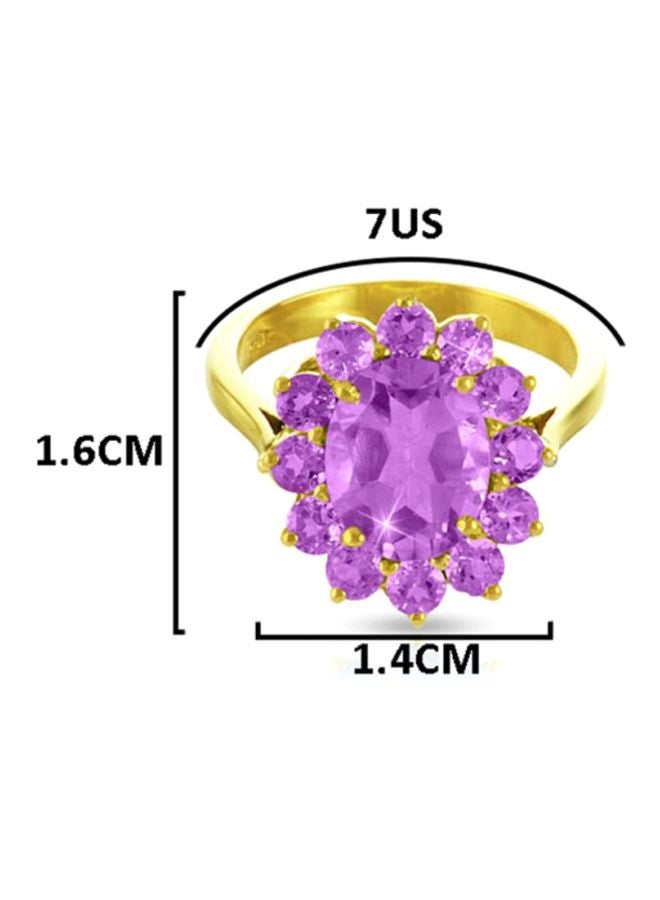 Vera Perla - 18 Karat Solid Gold Genuine Amethyst Ring - Image 1