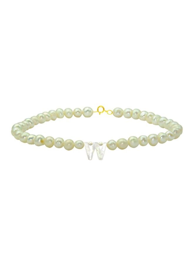 Vera Perla - Pearls Strand Letter W Bracelet - Image 1