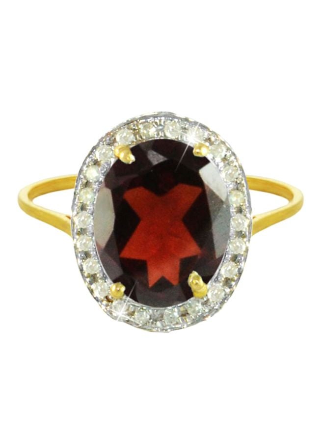 Vera Perla 18 Karat Gold Diamond Oval Cut Garnet Ring  - Image 1