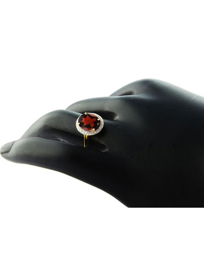 Vera Perla 18 Karat Gold Diamond Oval Cut Garnet Ring  - Image 2
