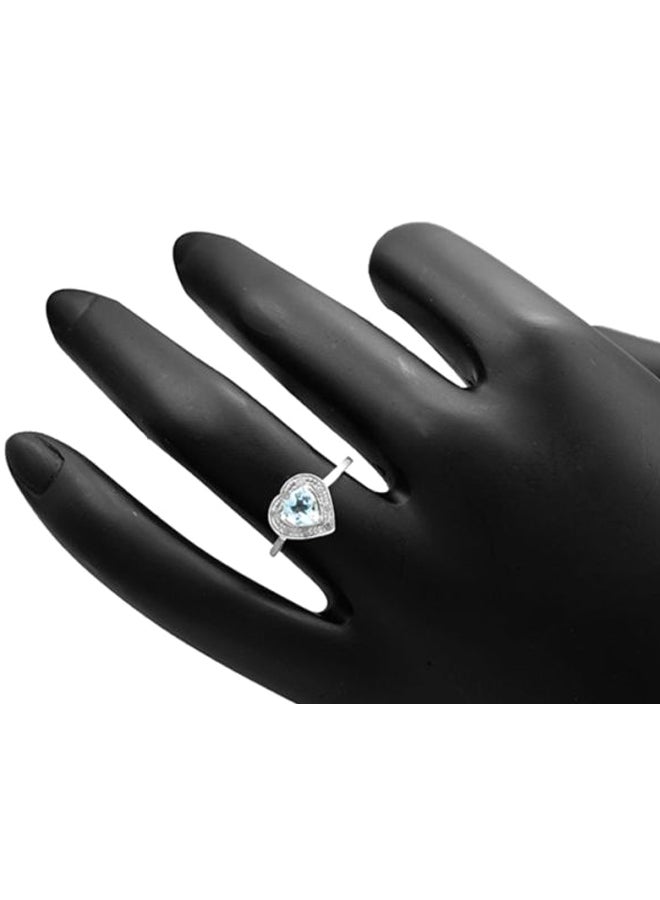 White Gold Diamonds And Topaz Ring 0.08 Carat