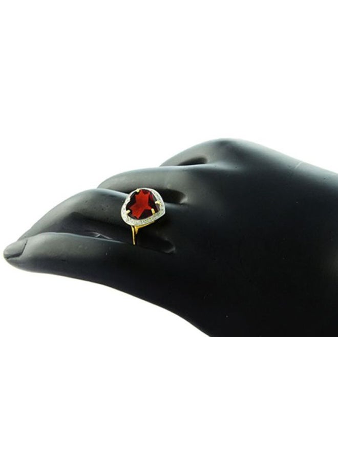 Vera Perla - 18 Karat Gold Heart Cut Garnet Ring With Diamond - Image 1