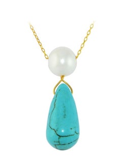 18 Karat Gold Pearl And Turquoise Studded Necklace