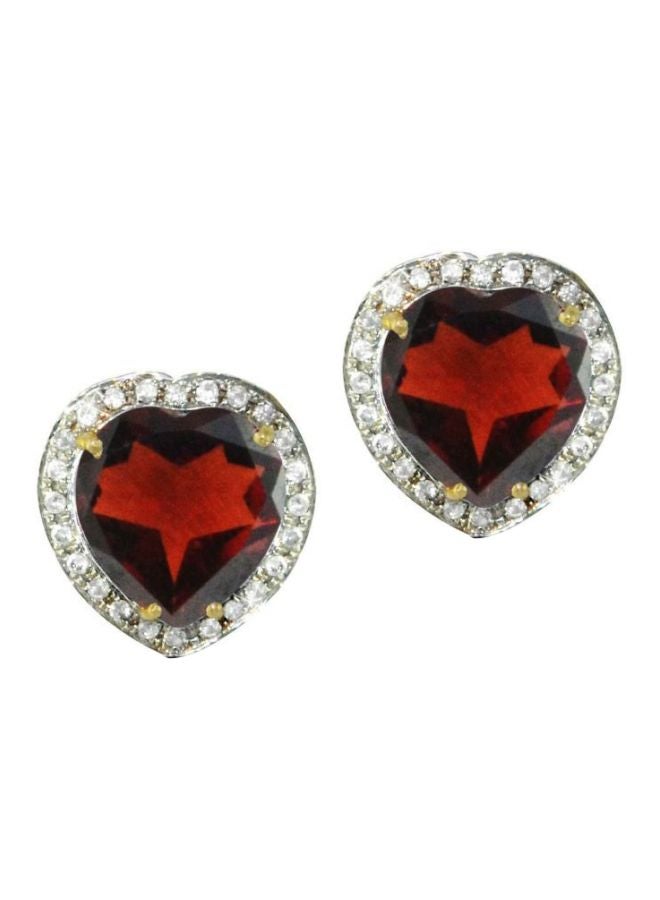 Vera Perla 18 Karat Gold  0.28Ct Diamond And Garnet Studded Earrings  - Image 1