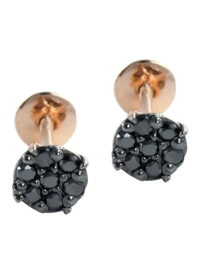 Vera Perla 18 Karat Solid Black And Rose Gold 0.14Cts Black Diamond Solitaire Screw Back Earrings  - Image 1