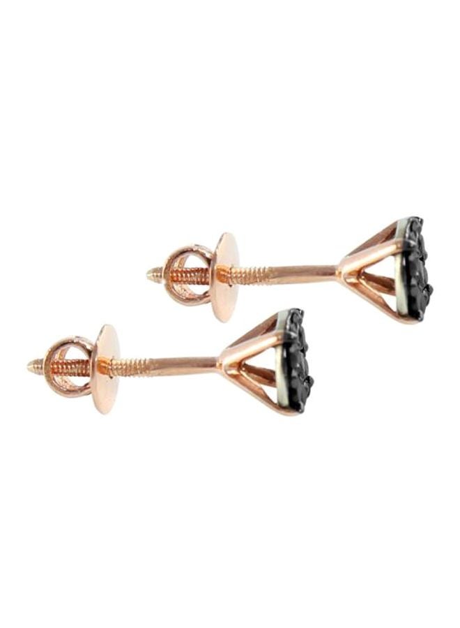 Vera Perla 18 Karat Solid Black And Rose Gold 0.14Cts Black Diamond Solitaire Screw Back Earrings  - Image 2