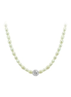 18 Karat Gold Crystal Ball And Pearls Strand Necklace