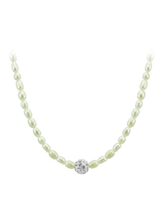 Vera Perla - 18 Karat Gold Crystal Ball And Pearls Strand Necklace - Image 1