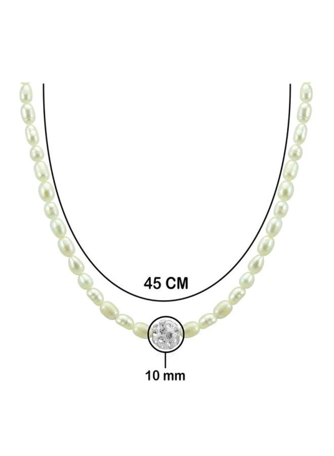 Vera Perla - 18 Karat Gold Crystal Ball And Pearls Strand Necklace - Image 1