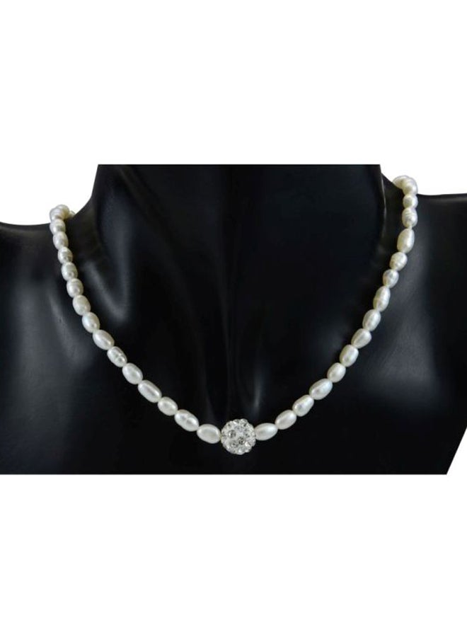 Vera Perla - 18 Karat Gold Crystal Ball And Pearls Strand Necklace - Image 1